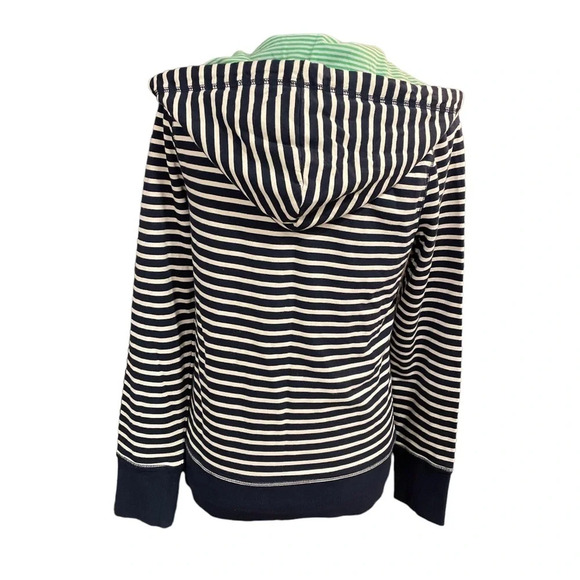 BODEN Navy & White Striped 1/4 Zip Cotton Sweatshirt Hoodie size 4 - Picture 5 of 6